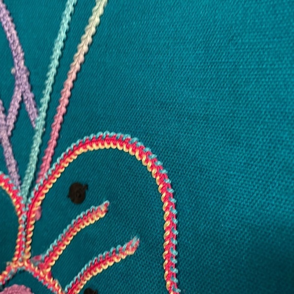 Alex Kim Floral & Applique Embroidered Jacket, PXL, deep turquoise, pink lining - Picture 12 of 12